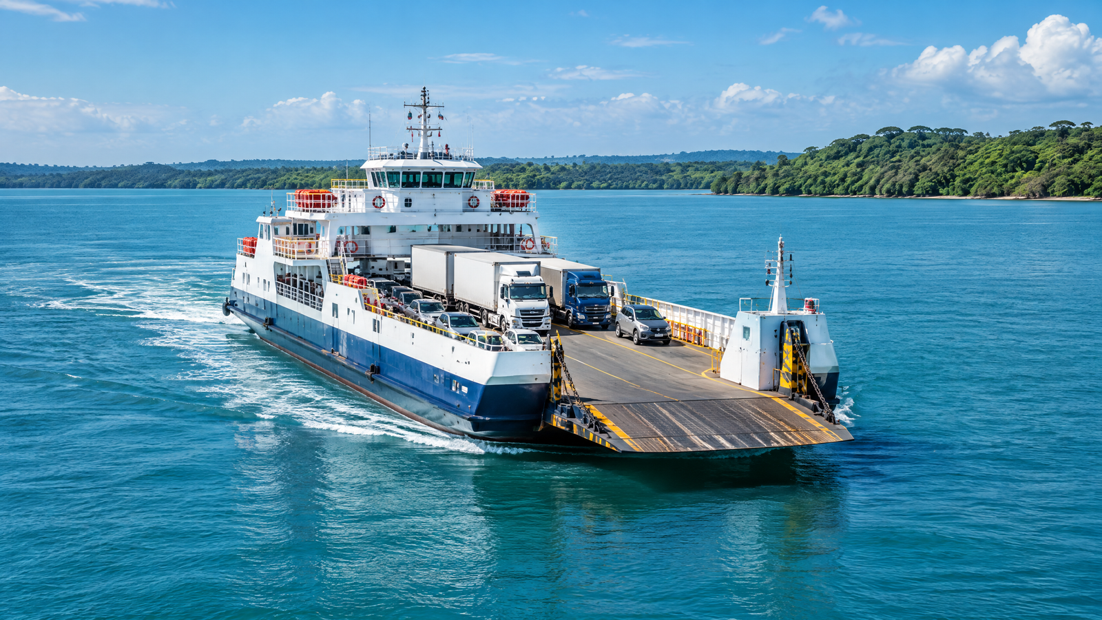 Balsa e ferry com histórico de travessia na plataforma KA8