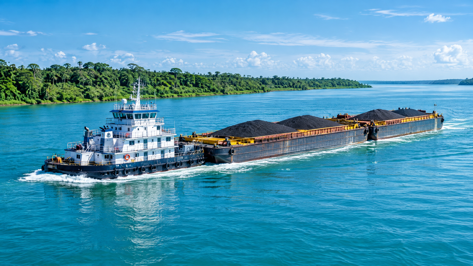 Embarcação em hidrovia com cobertura satelital KA8
